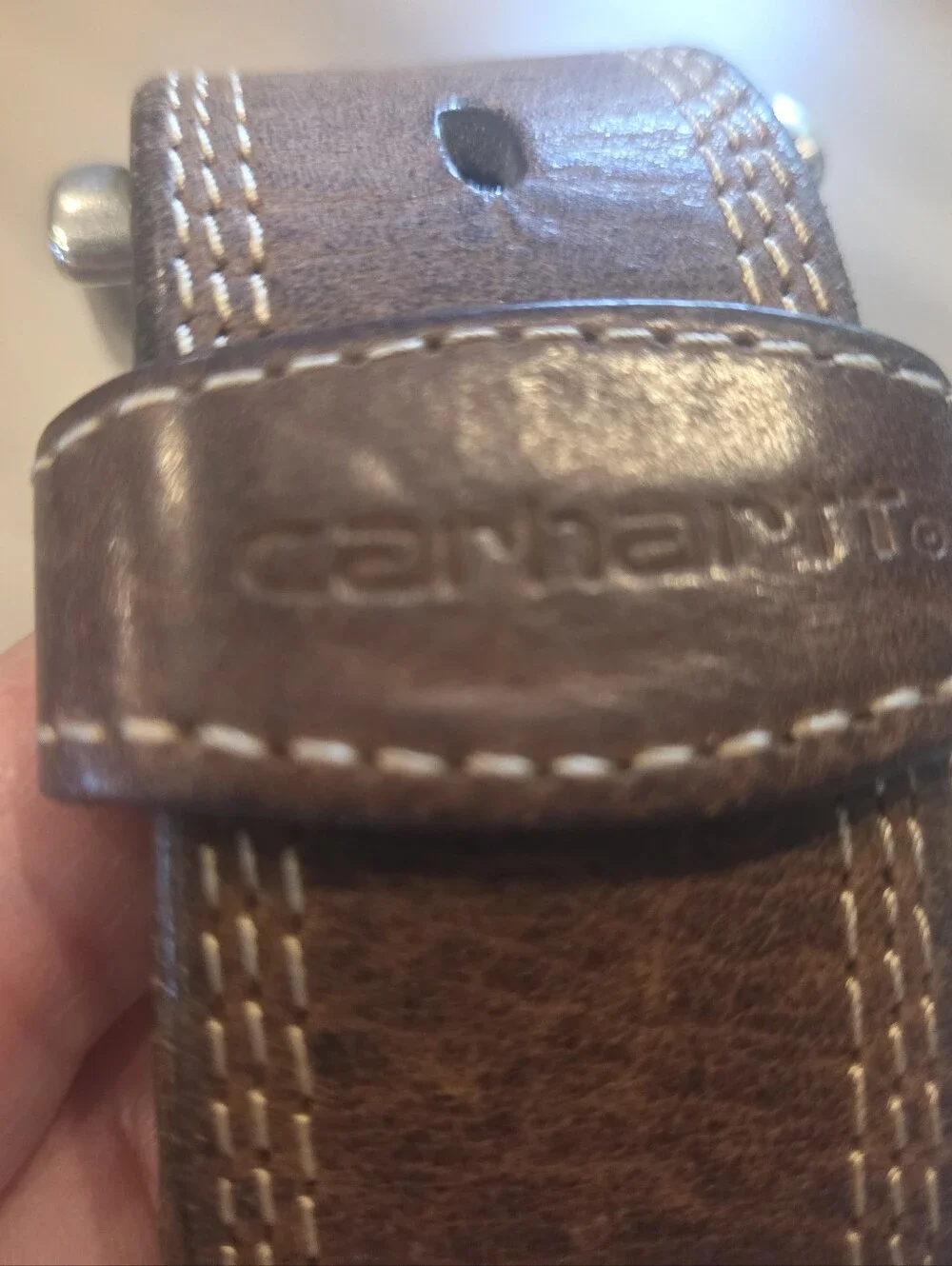 Carhartt Men’s Work Belt Brown Full Grain Leather Soft 44-46